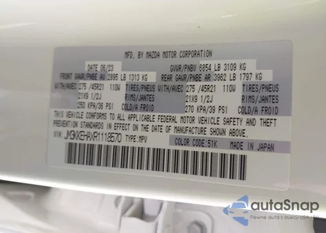 2024 Mazda Cx-90 Phev Premium Plus from USA, damaged, VIN JM3KKEHAXR1118570